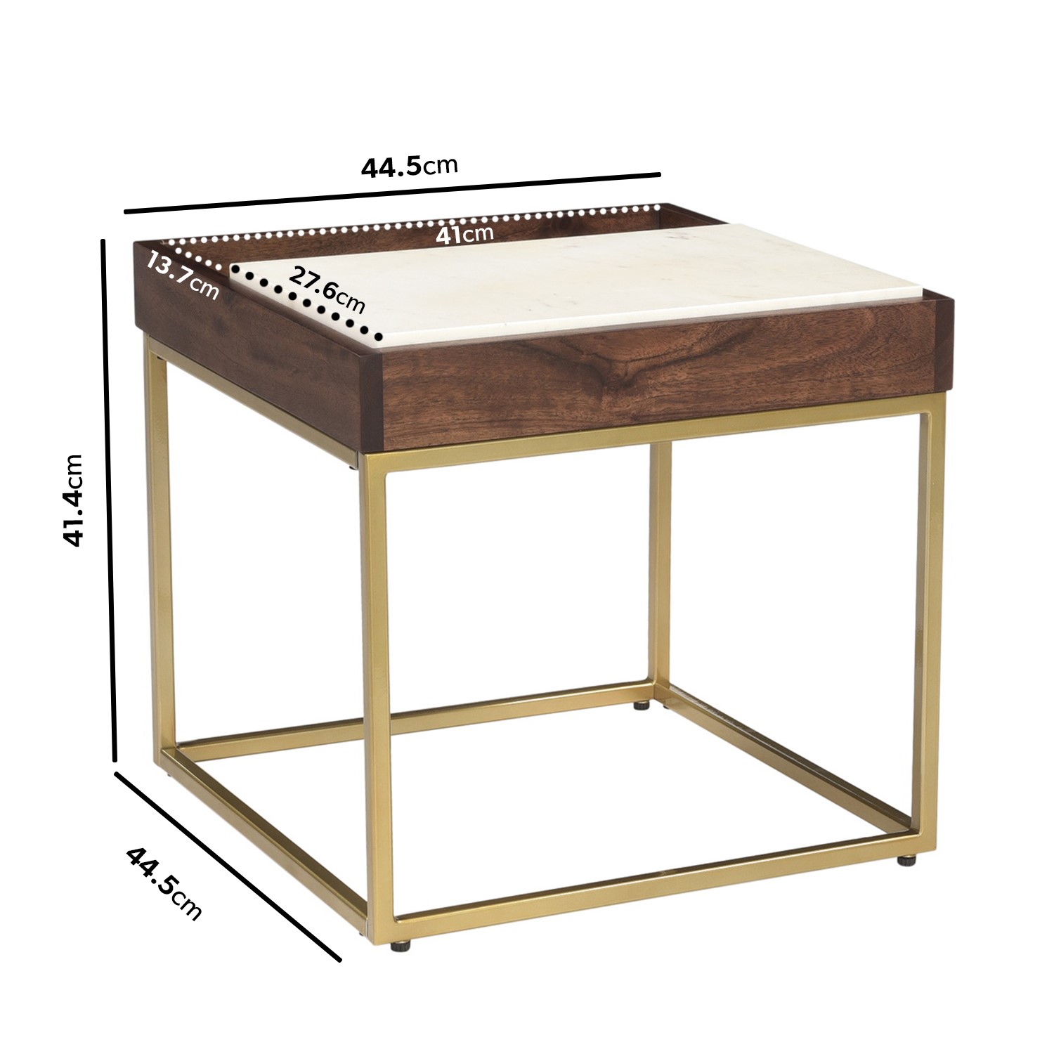 Read more about Square solid wood and marble side table with tray